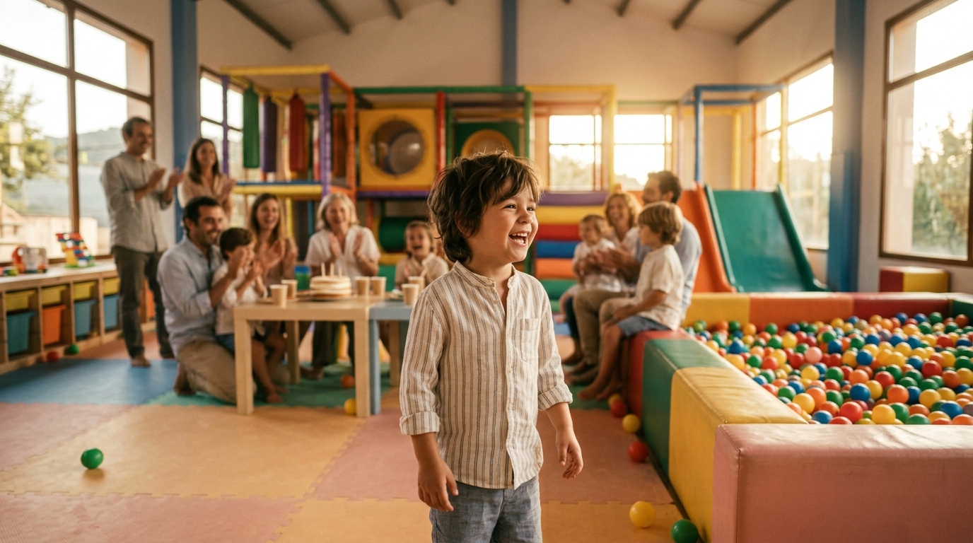 Familia celebrando una fiesta infantil